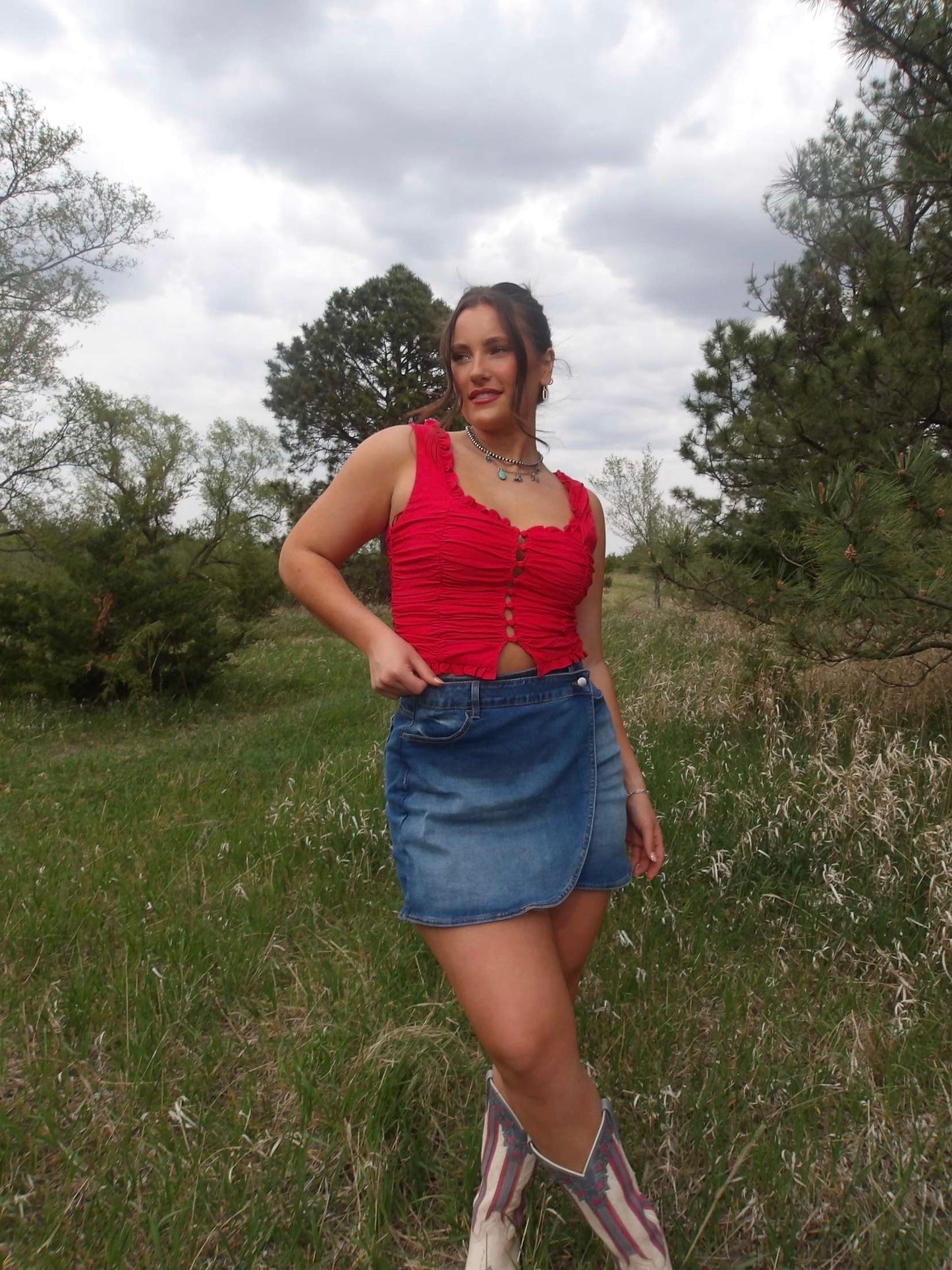 Denim Wrap Skirt