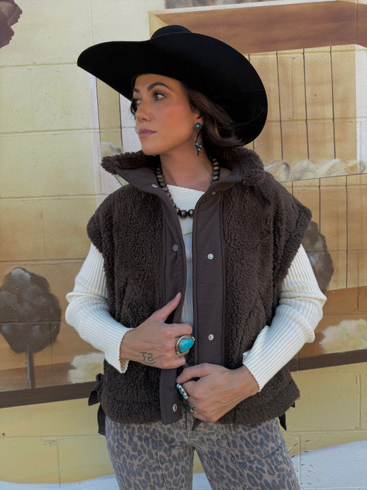 Mocha Teddy Vest
